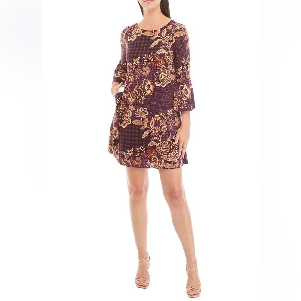 Jessica Howard 3/4 Sleeve Purple Floral Paisley Dress size X-Large NWT